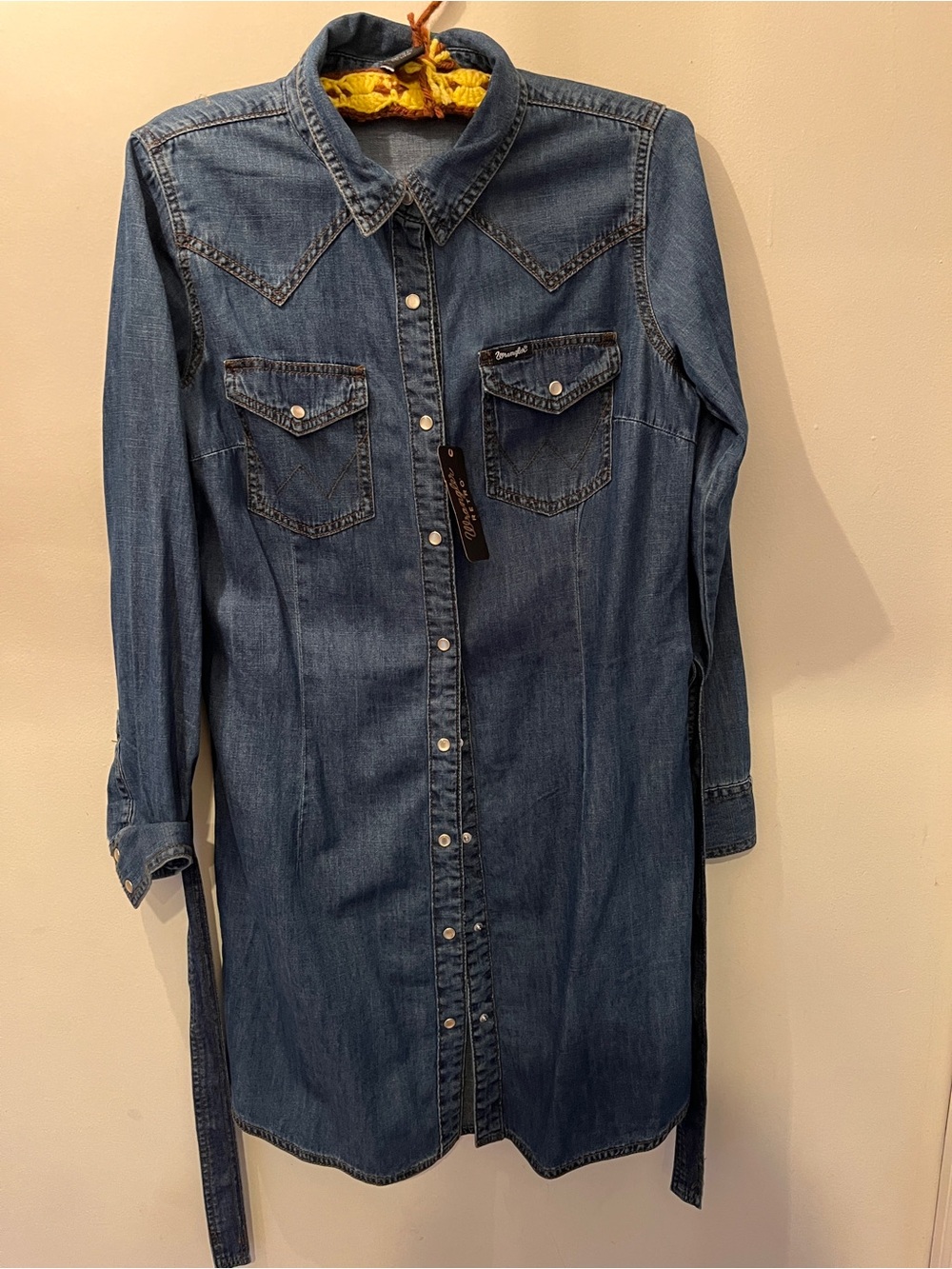 NWT Wrangler Retro Denim Shirt Dress, Size M, Western Button Down, 100% Cotton